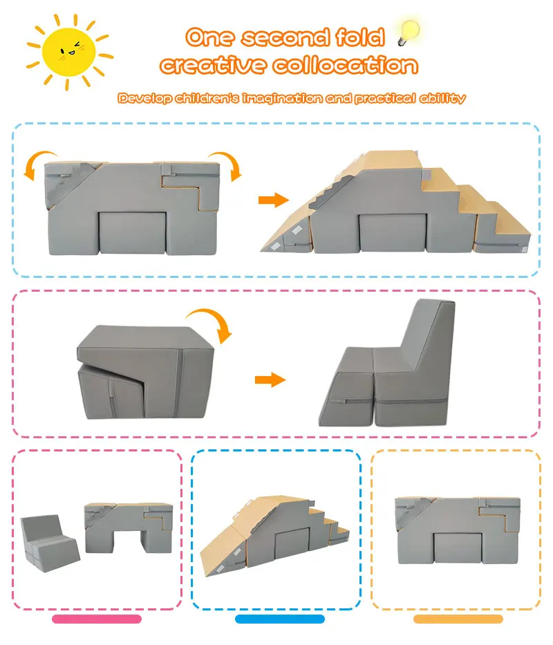 Children Multi-functional Multiform Desk Sofa Chair Kids Softplay ...