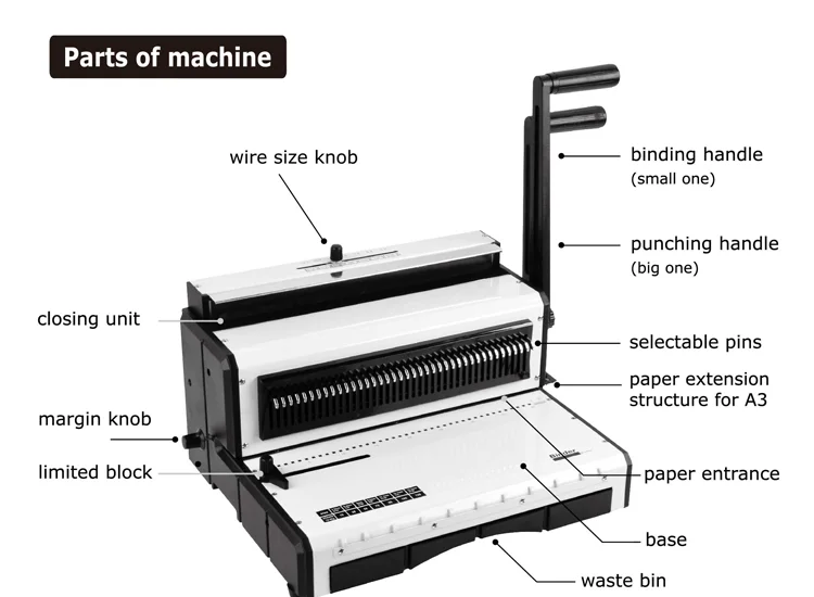 Double Loop 6.5mm Margin Spiral Hole Punch Binding Machines For A3