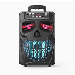 HT-S08 hot sale 8 inch stylish Black skull dynamic light bt outdoor speaker