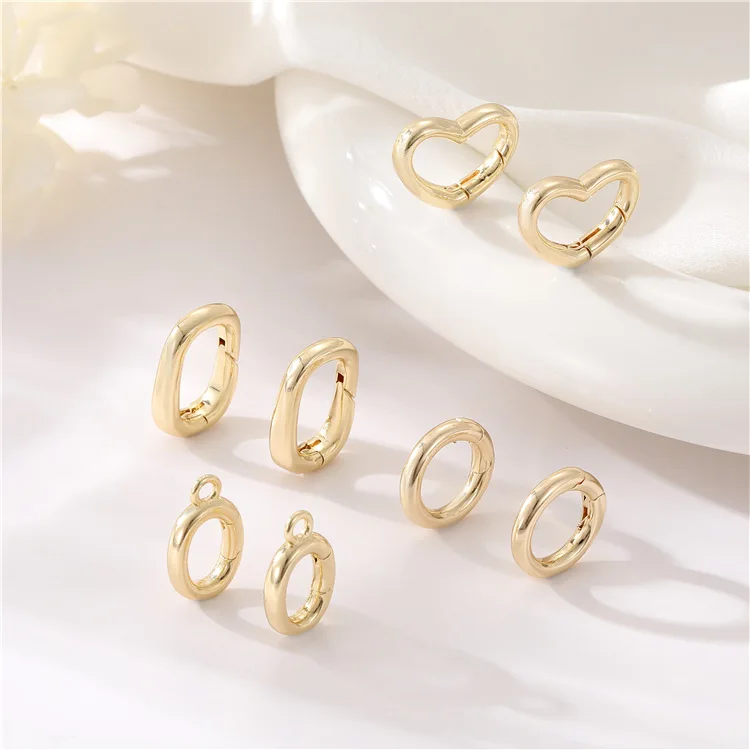 14k Gold Plated Love Round Buckle Spring Buckle Necklace Bracelet End ...