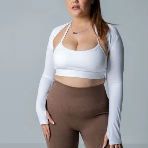 2026 Hot Selling Clothes Custom logo Design Women Long Sleeve Crop Tops Clothing Manufacturer Fitness Yoga Bolero for Women