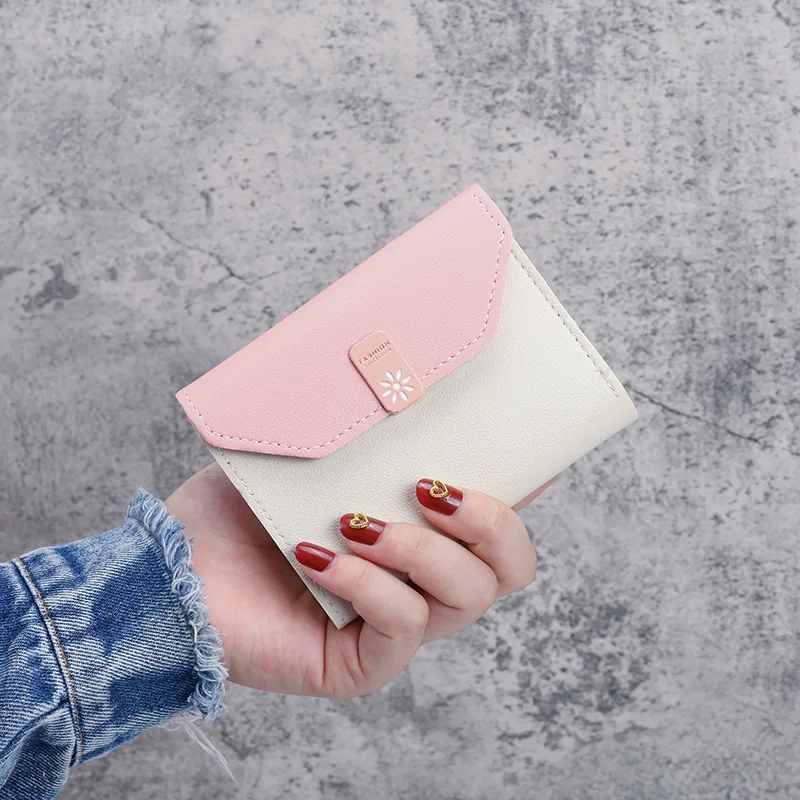 New Short Buckle Wallet Korean Version Of The Three Fold Small Fresh and  Simple Personality Small Floral …