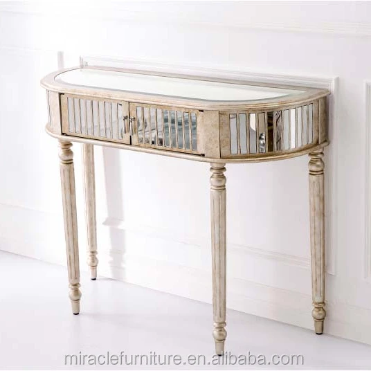 Modern  Designer Project Order Vintage Gold Half Round Mirror Console Table With Round Wall Mirror for Home Hotel Furniture