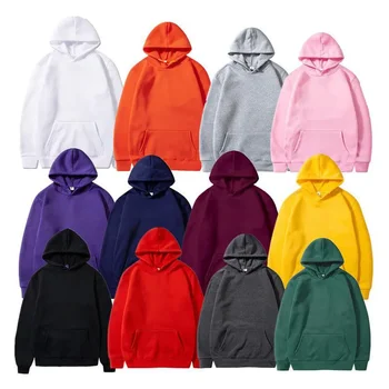 Bulk Polyester Unisex Plain Hoodies Sweatshirts Custom Logo Oversized ...