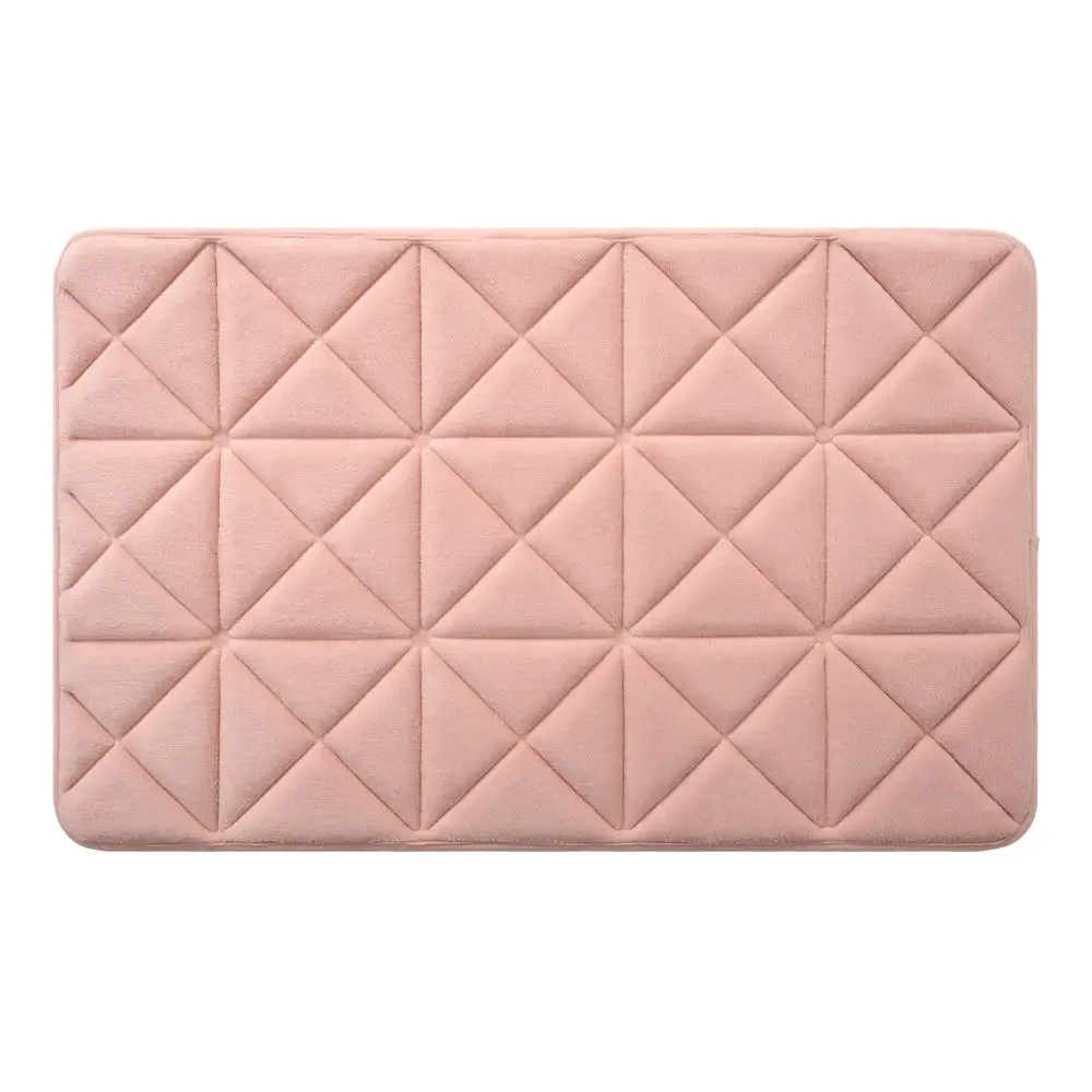  Rectangle plaid Bath Rug Solid Color Anti-Slip Memory Foam Bath Mat Washable and Waterproof for Bedroom and Living Room