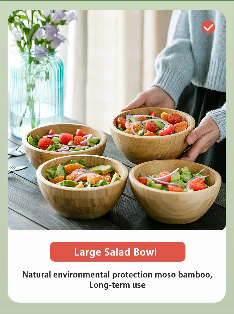 Sale By Bulk Bamboo Salad Wood Serving Bowl For Salads Fruits Food Japanese Ramen Wooden Foods