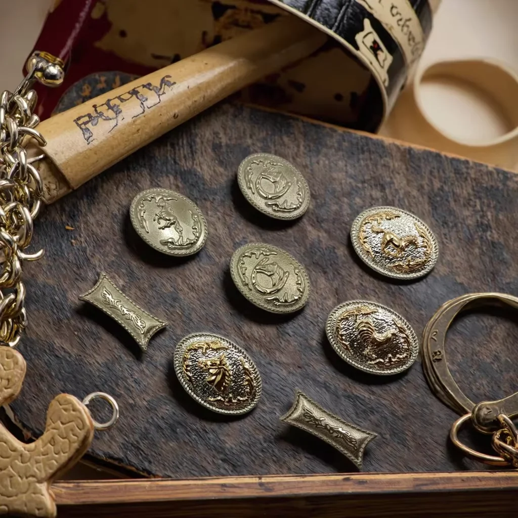 Tutoy 10pcs Conchos en Cuir Artisanat Texas Star Saddle Western Rodeo Cuir Tack Maroquinerie Accessoires