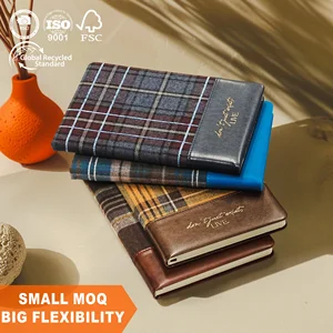 Manufacturer Custom Printed Notebook Plaid Fabric PU Leather Patchwork A5 2026 Planner Business Journal Diary Leather Notebook
