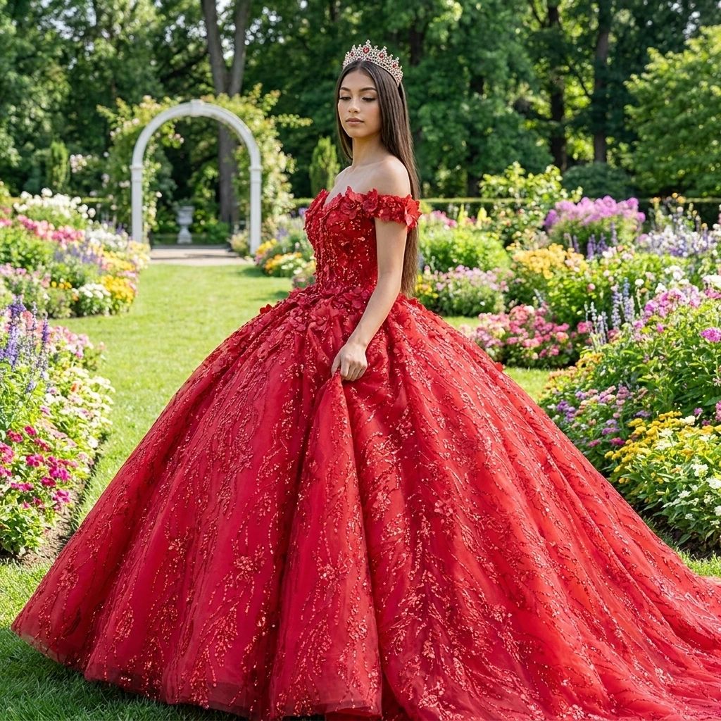 15 prom dress Women's Off Shoulder Quinceanera Dresses Ball Gown with Train Puffy Sweet 15 16 Dresses 3D Flowers Prom Dresses fg3667