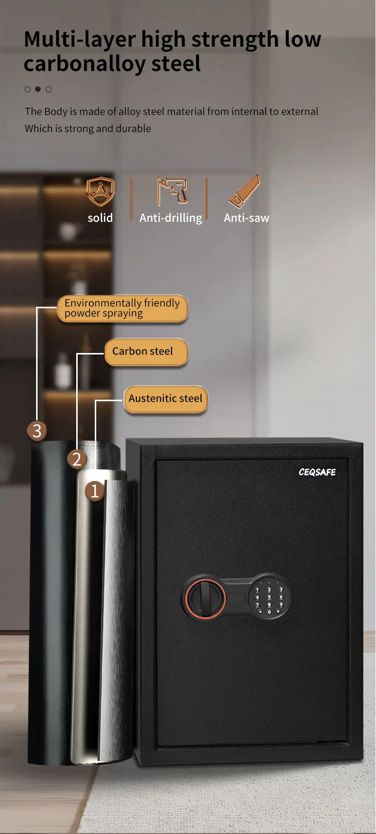 CEQSAFE American Digital Security Safe Box Home Money Mini Safe Box manufacture