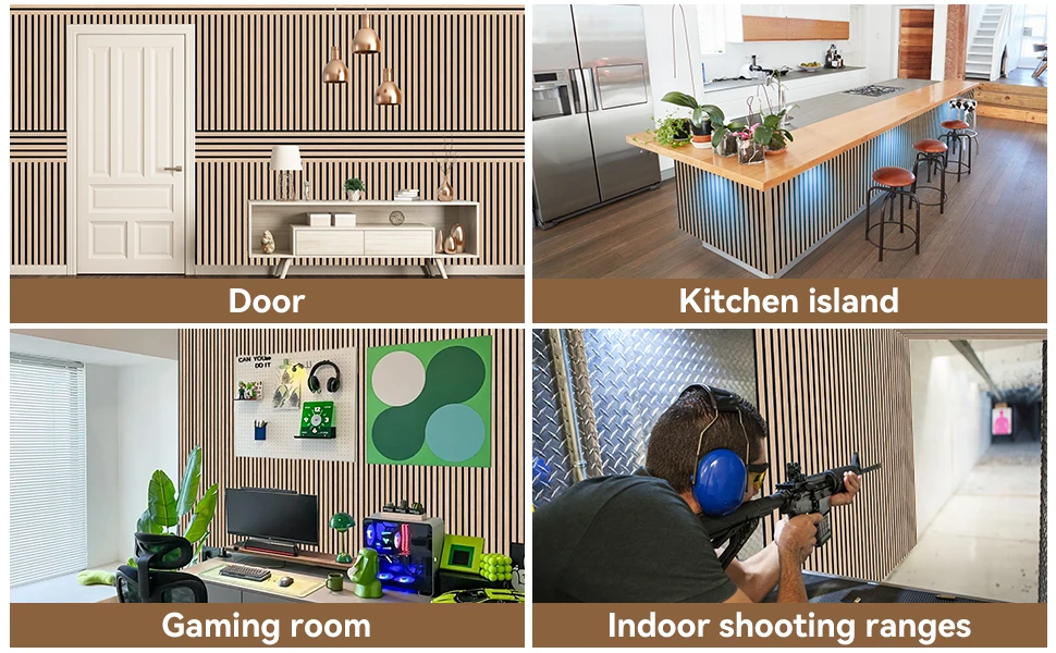 Acoustic Wood Wall Panels White Oak Acoustic Slat Wood Panels for Sound Absorbing Panels for Recording Studios Living Rooms details