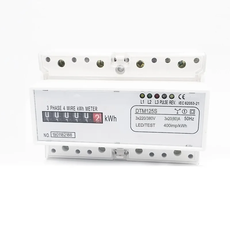 Strømmåler Montert på skinne DTM125S Trefase Fire-leder 100A Måler Visningsinstrument Nøyaktighetsklasse 1,0