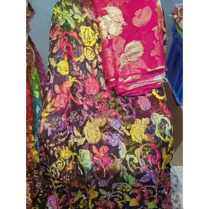 Custom Design Top Grade Silk Embroidery Fabric Somali Dirac Baati Silk