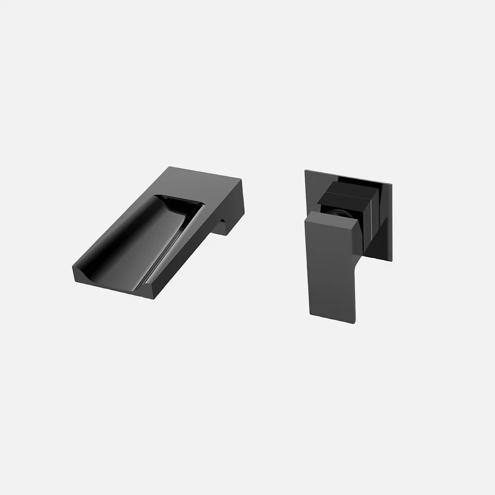 Contemporary Design Matt Black Basin Faucet Bathroom Brass Wall Mounted Basin Faucet Single Handle Hot And Cold Basin Faucet