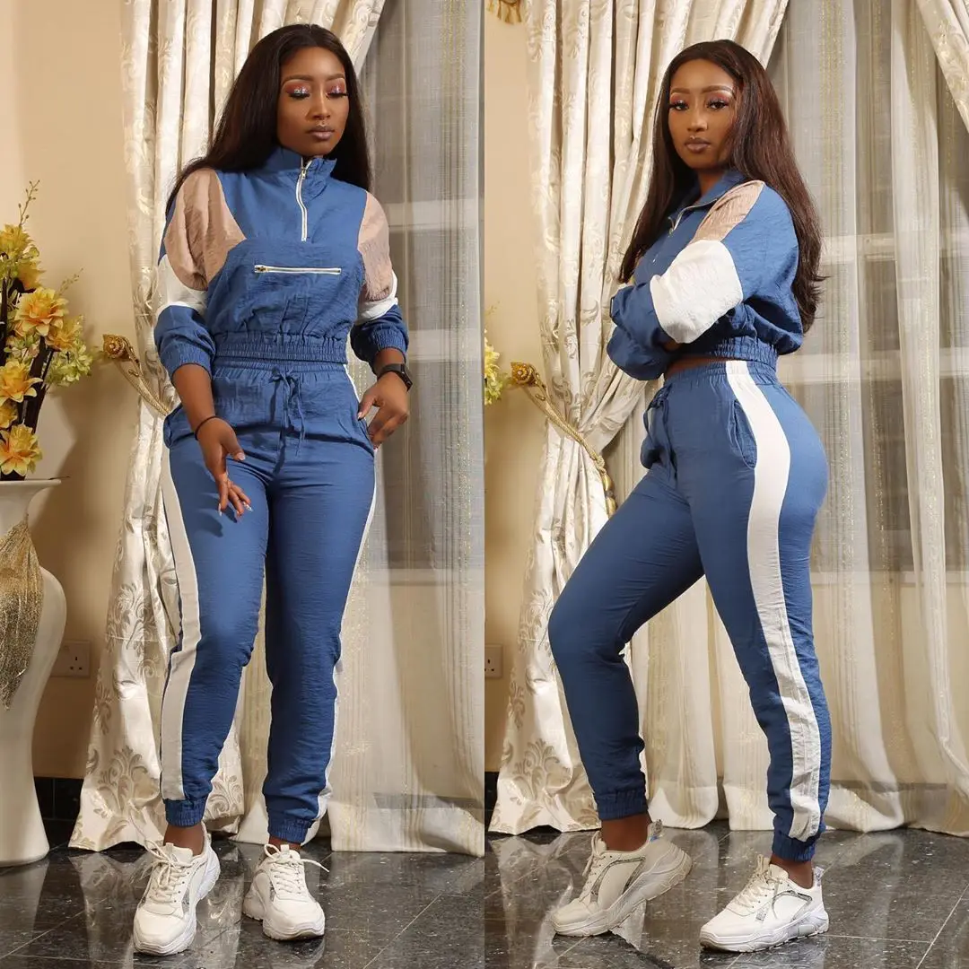 2022 Women Jogging Suits Wholesale Blue Stitching 2 Piece Womens Jogging  Sets Women Two Piece Set Clothing - Buy Women Blue Jogging Suits,New  Arrivals Winter Fall Long Sleeve 2020 Women Two Piece