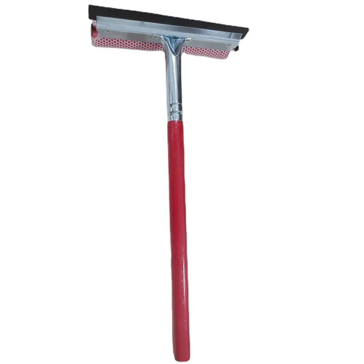Wooden Handle Window Cleaning Squeegee and Mesh Covered Sponge