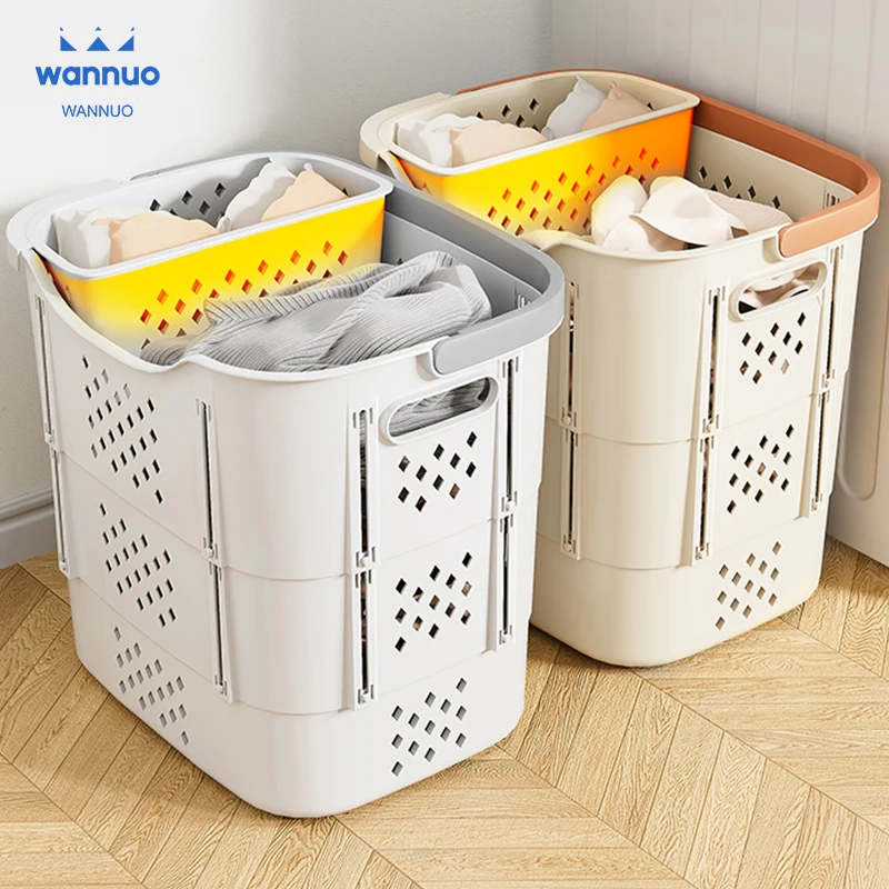 Wannuo Portable Collapsible Laundry Basket Breathable Large Clothes Storage Basket Collapsible Plastic Laundry Baskets