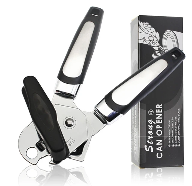 Professional Heavy Duty Manual Can Bottle Opener Safe Edge Jar Opener with Plastic Handle