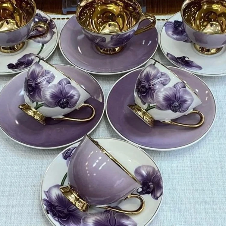 Modern Large Tea Cup And Saucer Sets Ceramic Porcelain Bone China