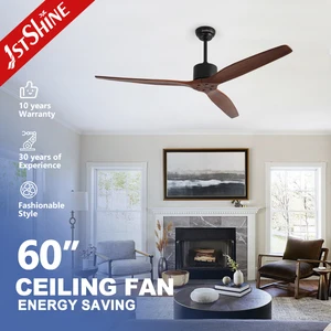 1stshine Ceiling Fan Wooden Blades Silent DC Motor Energy Saving Ceiling Fan with 6 Speeds Remote Control
