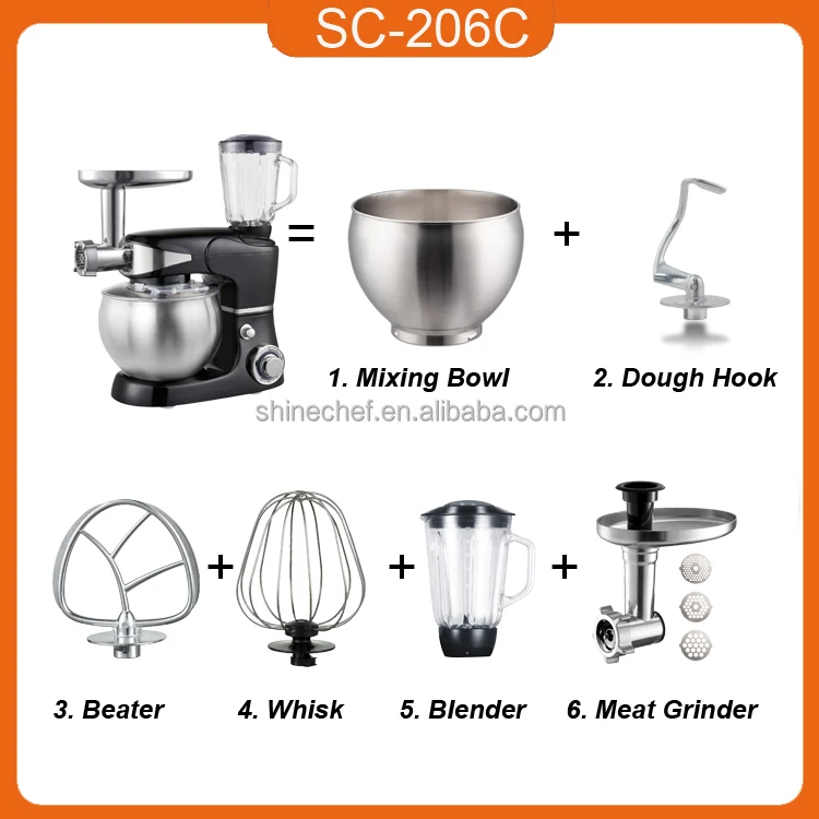 3 in 1 Multifunctional Food Processor 6L Planetary Stand Mixer Kitchen Machine Electric Food Mixer With Blender Meat Grinder
