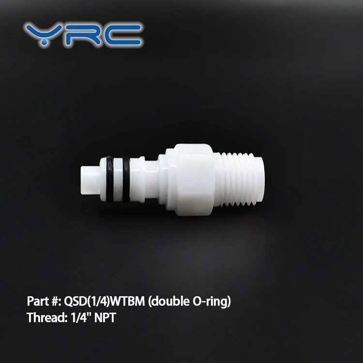 YRC 1/4"NPT Double O-ring Threaded CPC Smooth Surface Quick Connector Male Insert Plastic Disconnect Pipe Thread Coupling Vacuum