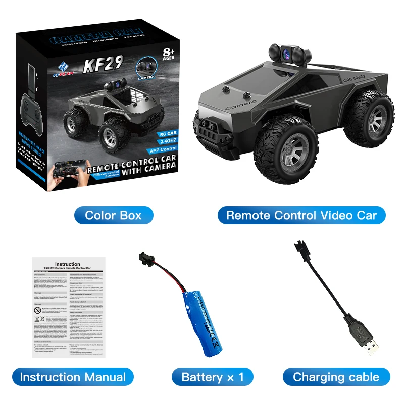 New Arrival HOSHI KF29 RC Car 1/28 Scale Mini Cyber Truck Toy Small Car with FPV Camera Remote Control Car Toys for Boys
