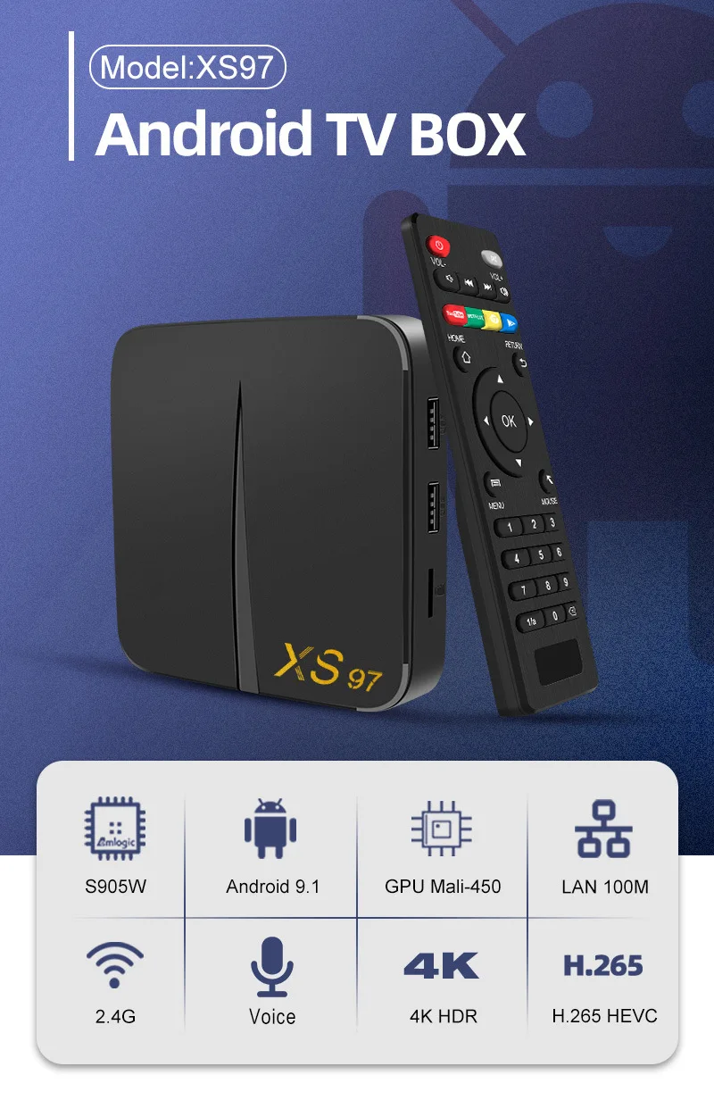 Products Factories Xs97 4k Set Top Box Amlogic S905w 2.4g Wireless Wifi ...