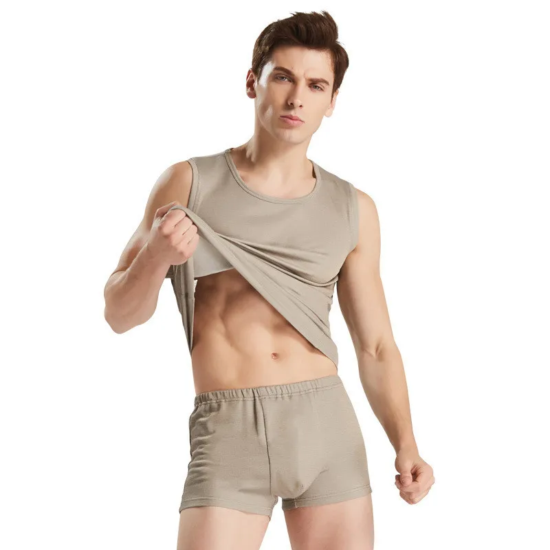 Electromagnetic Radiation Protective 100% Silver Fiber Short Underwear EMF Shielding Close-fitting Vest Brief Boxers for Men