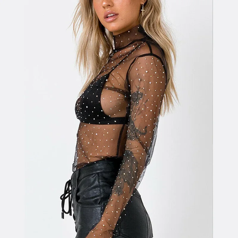 Soutien-gorge Chemise En Résille Blanche - Manches Longues, Maille Transparente, à Nouer, Neuf