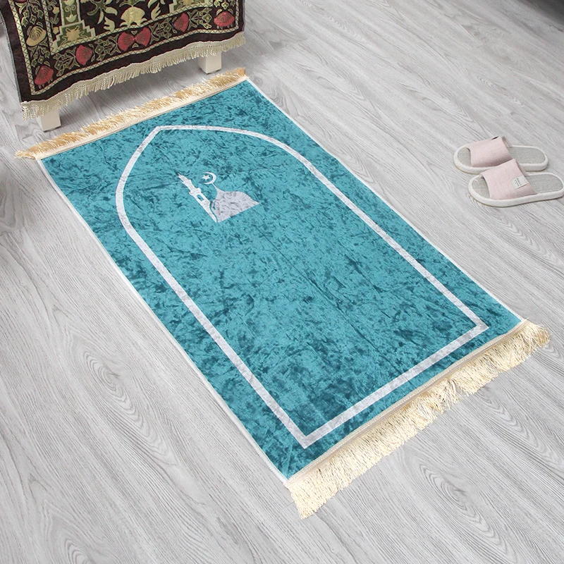Wholesale Custom Thick Polyester Prayer Rug Modern Cushioned Islamic Muslim Worship Blanket For Kids Travel Washable_voghion.com