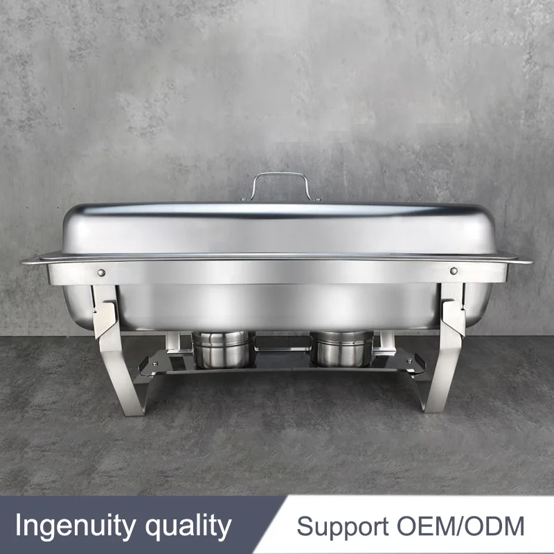 High Grade Fast Food Foldable Frame Stainless Steel Food Warmer Chafing Dish Buffet Set With  Stainless Steel Lid