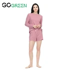 Wholesale Plain Color Sweat-absorbing Homefitness Cotton Short Design Sleepwear 3pcs Pajamas Sets For Women