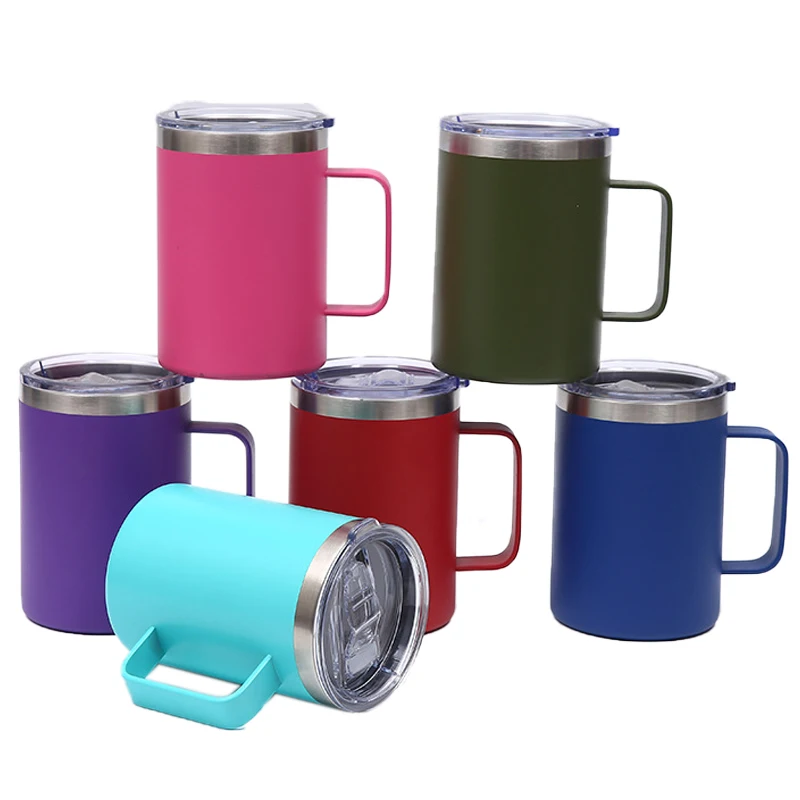 12oz Stainless Steel Mugs with Lid and Handle - Joywell