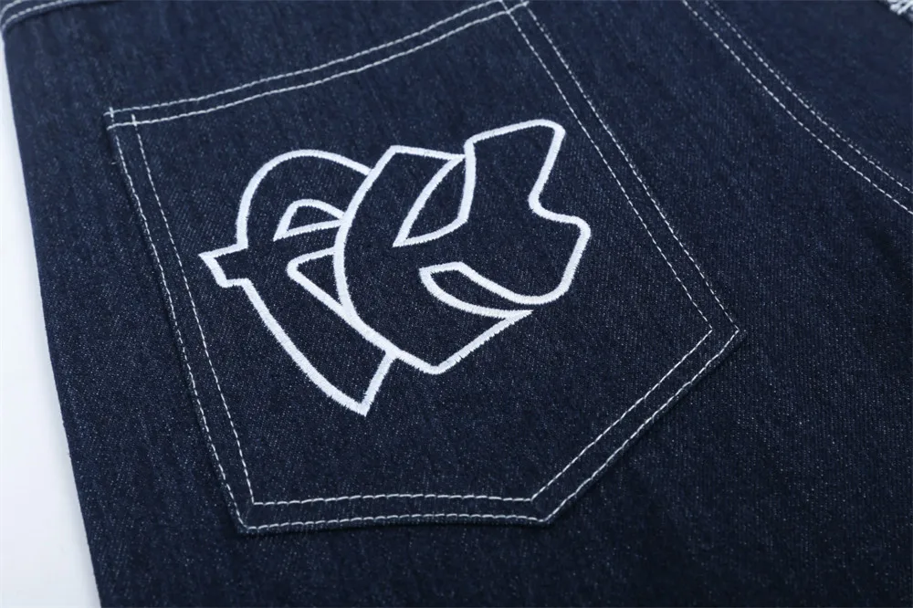 Clothing Manufacturers Letter Painting Embroidery Loose Custom Denim Shorts Men Men's Shorts