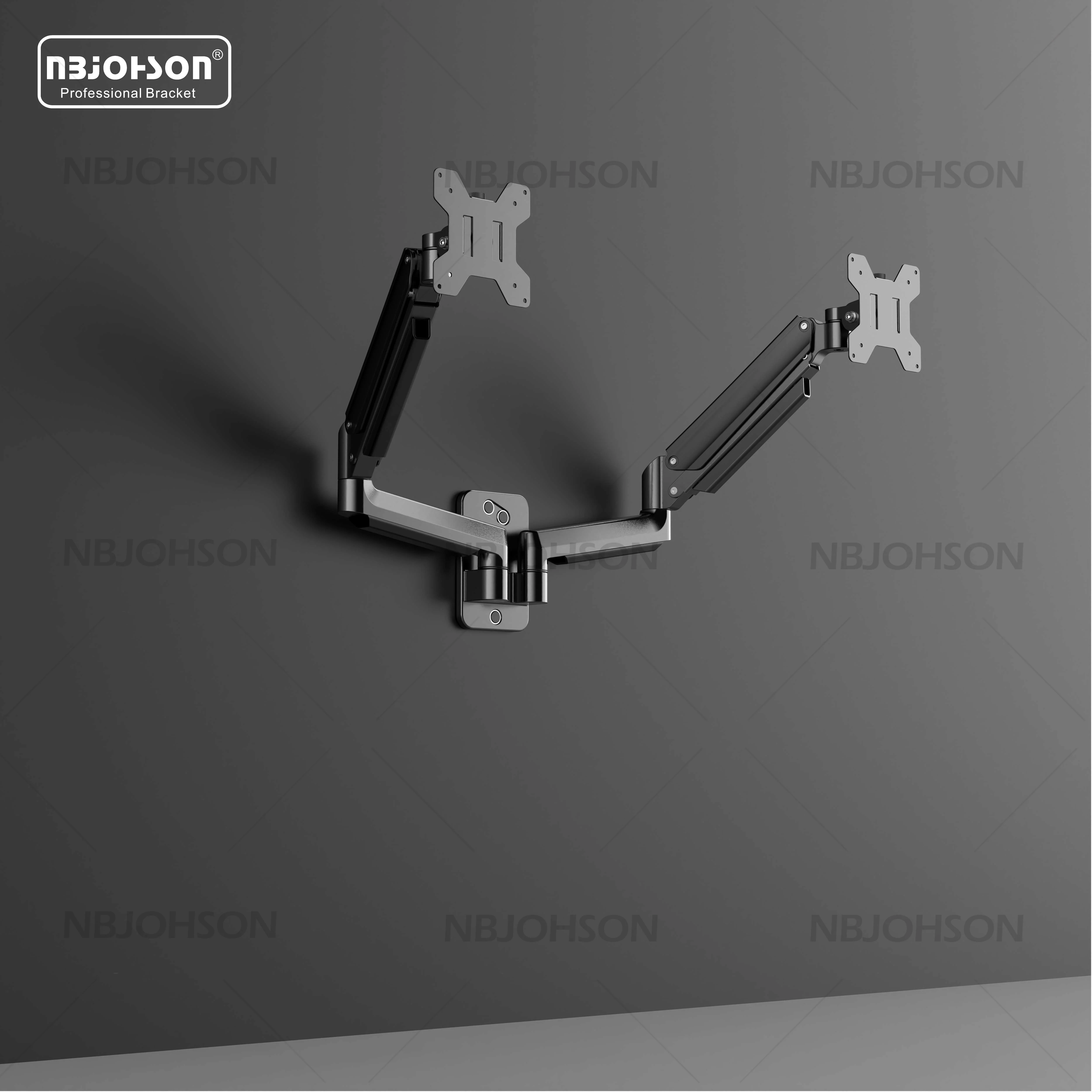 Adjustable Hospital Dual Monitor Stand Full Motion Gas Spring Wall