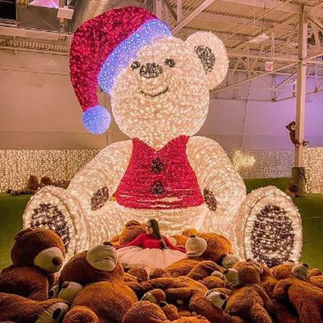 new arrival 3m 110v  led outdoor lighted christmas bears motif light christmas deco teddy bear light