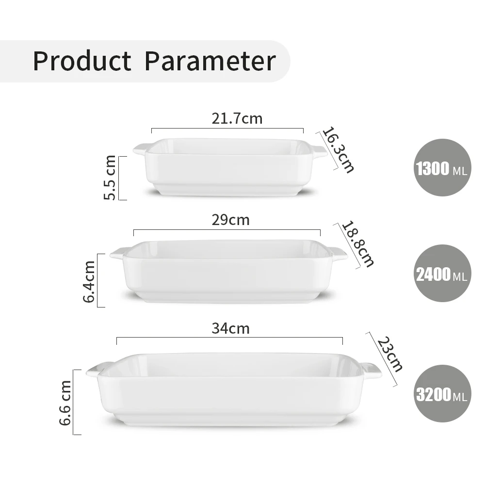 Ceramic Bakeware Set Stoneware Rectangular Baking Dish Baker For