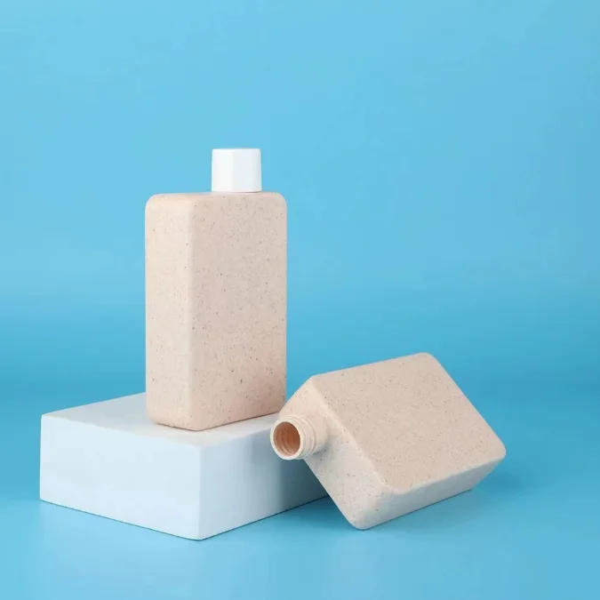 100ml Eco-friendly square Wheat Straw HDPE Biodegradable Squeeze Bottle for Lotion