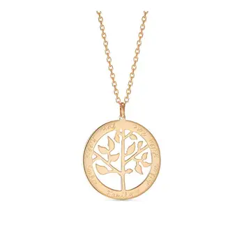 Stainless Steel Custom Family Jewelry Mother Mom Necklace Engraved Circle Personalised Gold Tree of Life Necklace