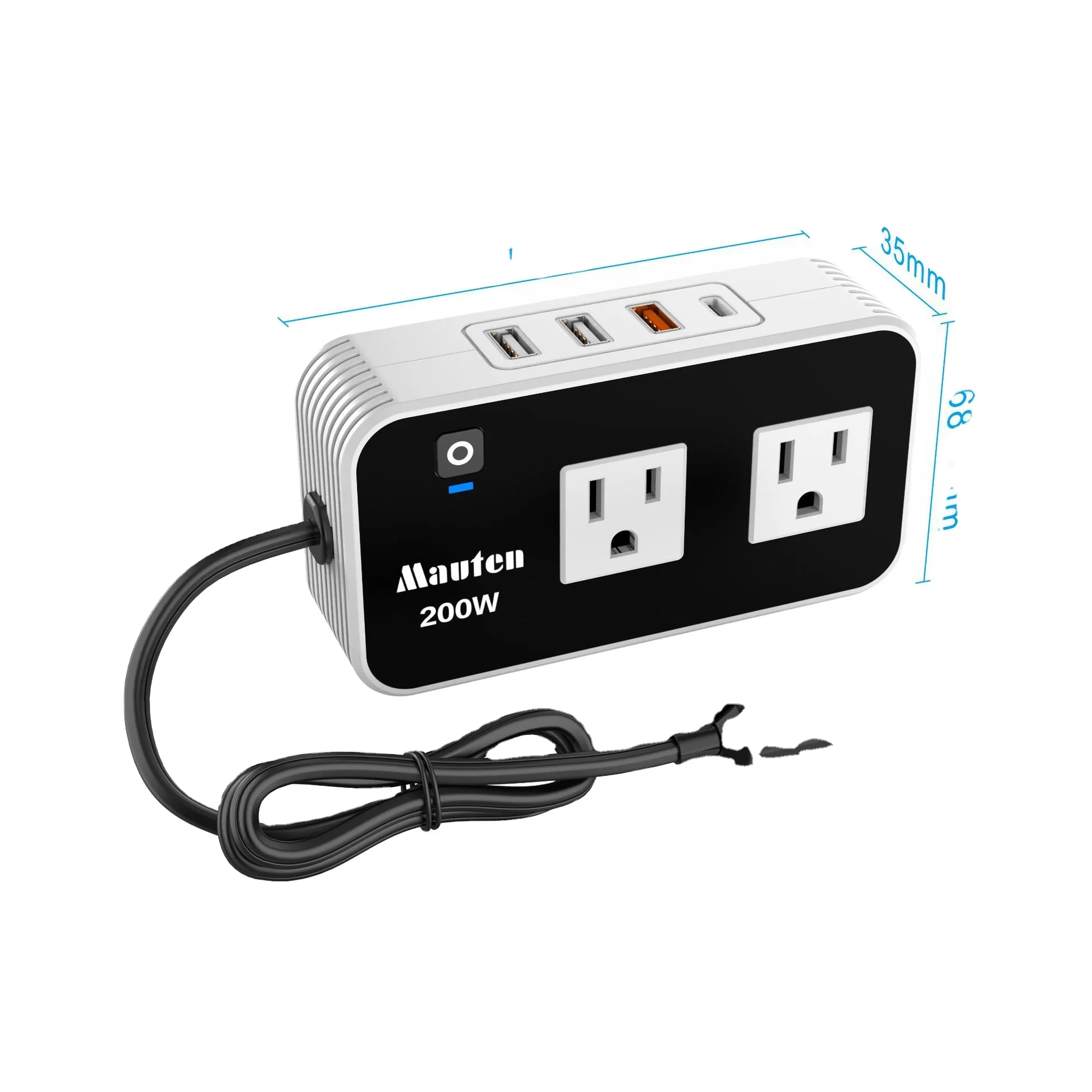 Socket Inverter Image 200W multifunctional socket inverter fast charging PD20w+QC3.0 power ...
