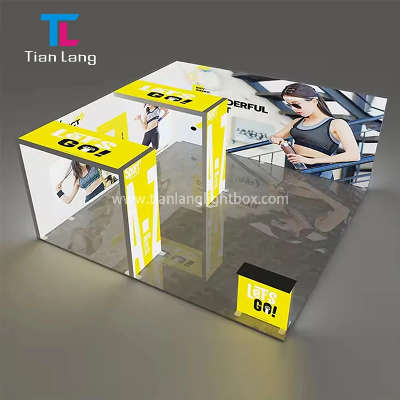 Wall Modular Exhibition Brand With Display Cabinet Custom Exhibits Reuse Trade Show Beauty Booth Light Box