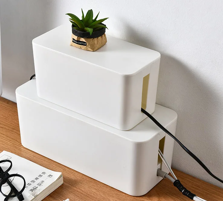 17pcs Cable Manager Organizer Boxes Set Bamboo Lid To Hide Power Cord