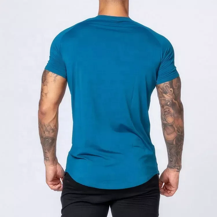 JL0915F High Quality Men’s Workout Athletic Gym Sport Mens T Shirt Plain Blue Muscle Boxy Fit T Shirt