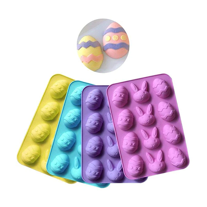 12 Cell Easter Egg Silicone cake Mold Ice Cream chocolete Mould