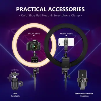 NEEWER Advanced 18\" LED Ring Light with Tripod Stand & Phone Holder for Photographic Lighting detail image