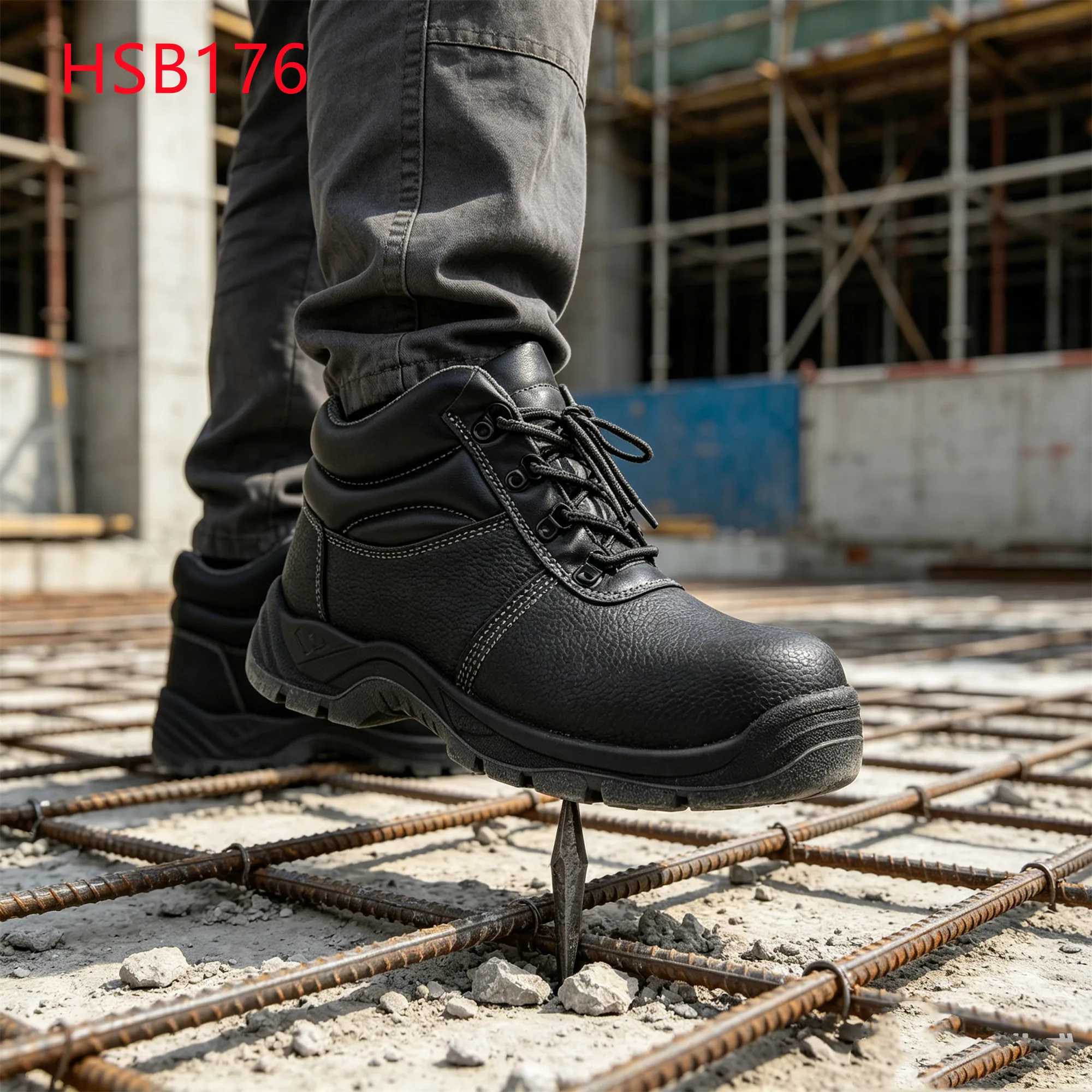 XYM,Outdoor Welding Natural Embossed Leather Hua Singh Work Boots Item Moving Steel Toe&midsole Insert Safety Shoes HSB176