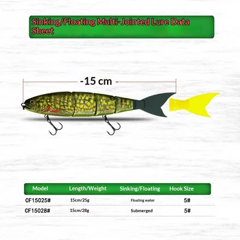 CHEERY Live Bait Japanese Style 15cm Sinking 28g / Floating 25g Multi-segment Swimbait with Silicone Soft Tail – Soft Lure – view 3