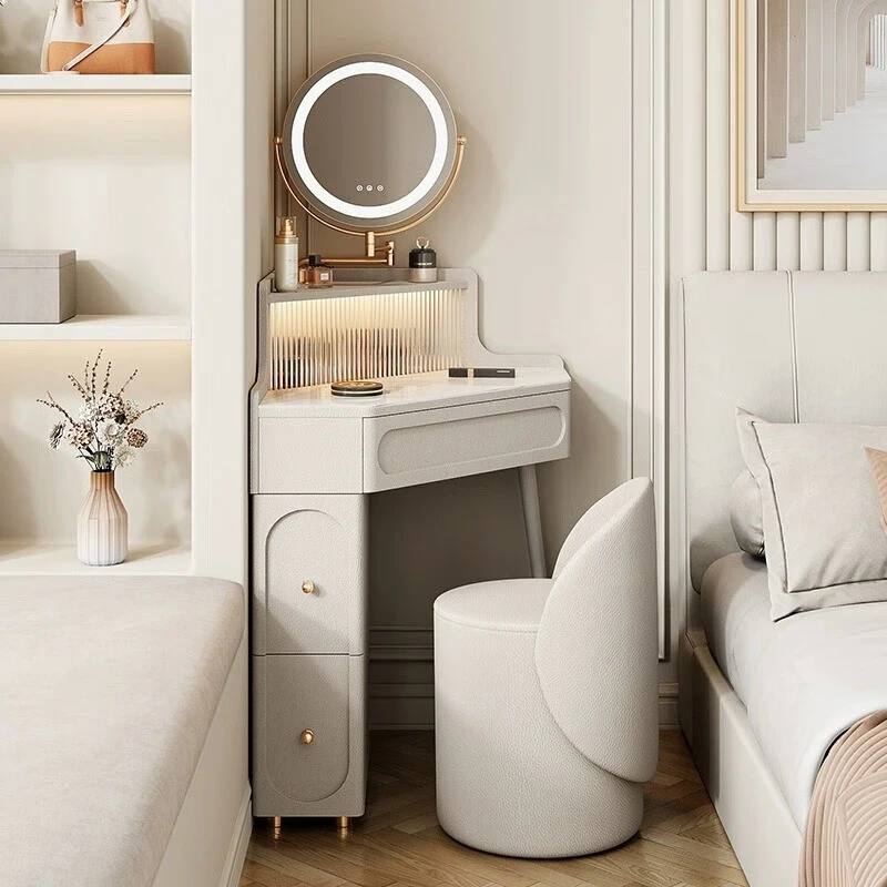 fitted corner dressing table Versatile Wooden Corner Dressing Table with Ample Storage – CharmyDecor