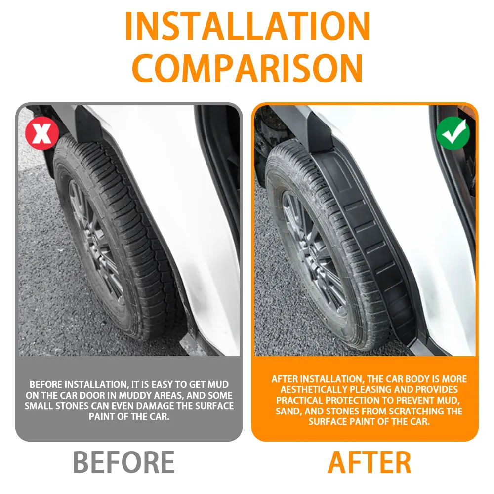 2Pcs Fender Car Mudguard Refit Rear Tire Fender Special Decoration Rear Door Lining Fender for Toyota Land Cruiser Prado LC250